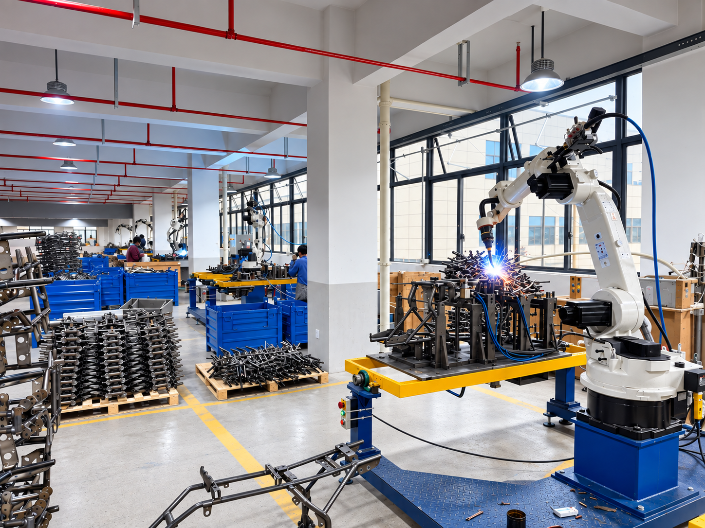 ATV frame robotic welding at SJ MOTO factory